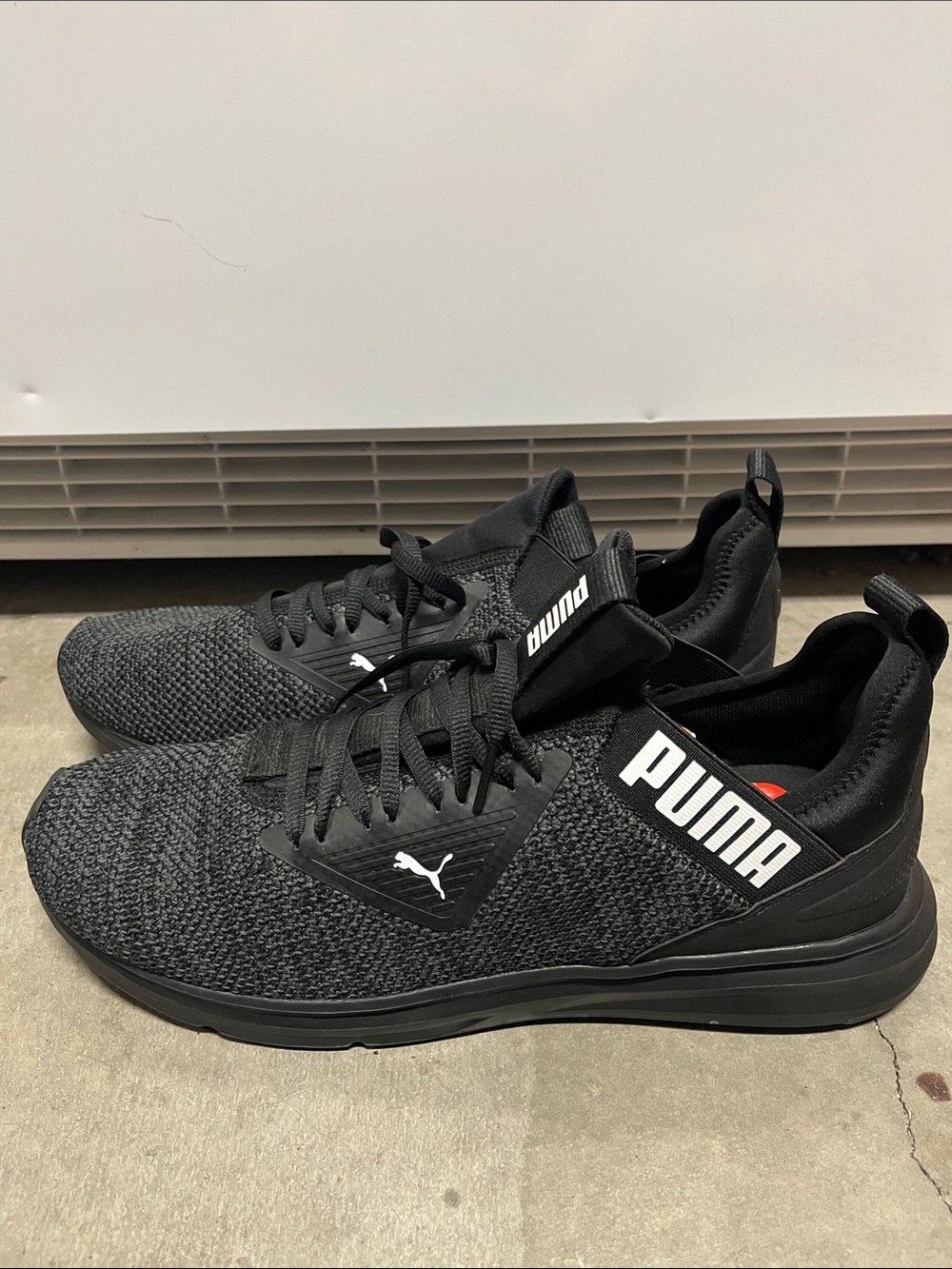 Puma Black Knit Slip-On Lace Sneakers